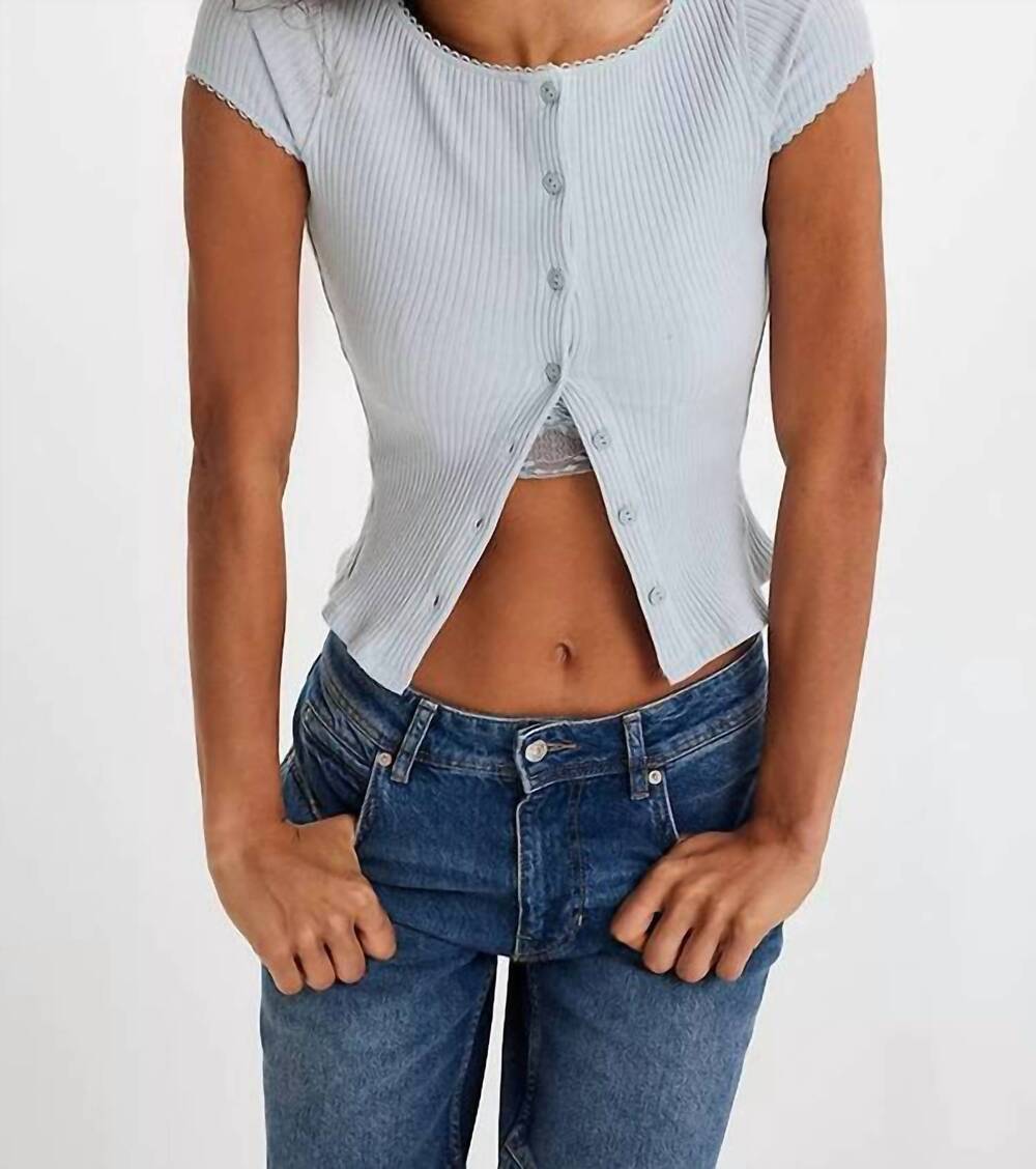 NEW FREE PEOPLE most wanted cap sleeve cardigan in baby blue